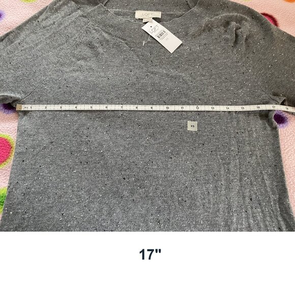Women’s Loft Outlet Size XS Gray Pull Over Nubby Sweater Top 3/4 sleeve - Picture 7 of 9
